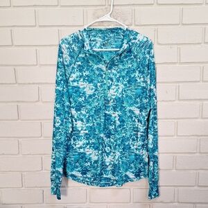 Exertek Teal and White Long Sleeve Quarter Zip Top. Size XL  NWOT